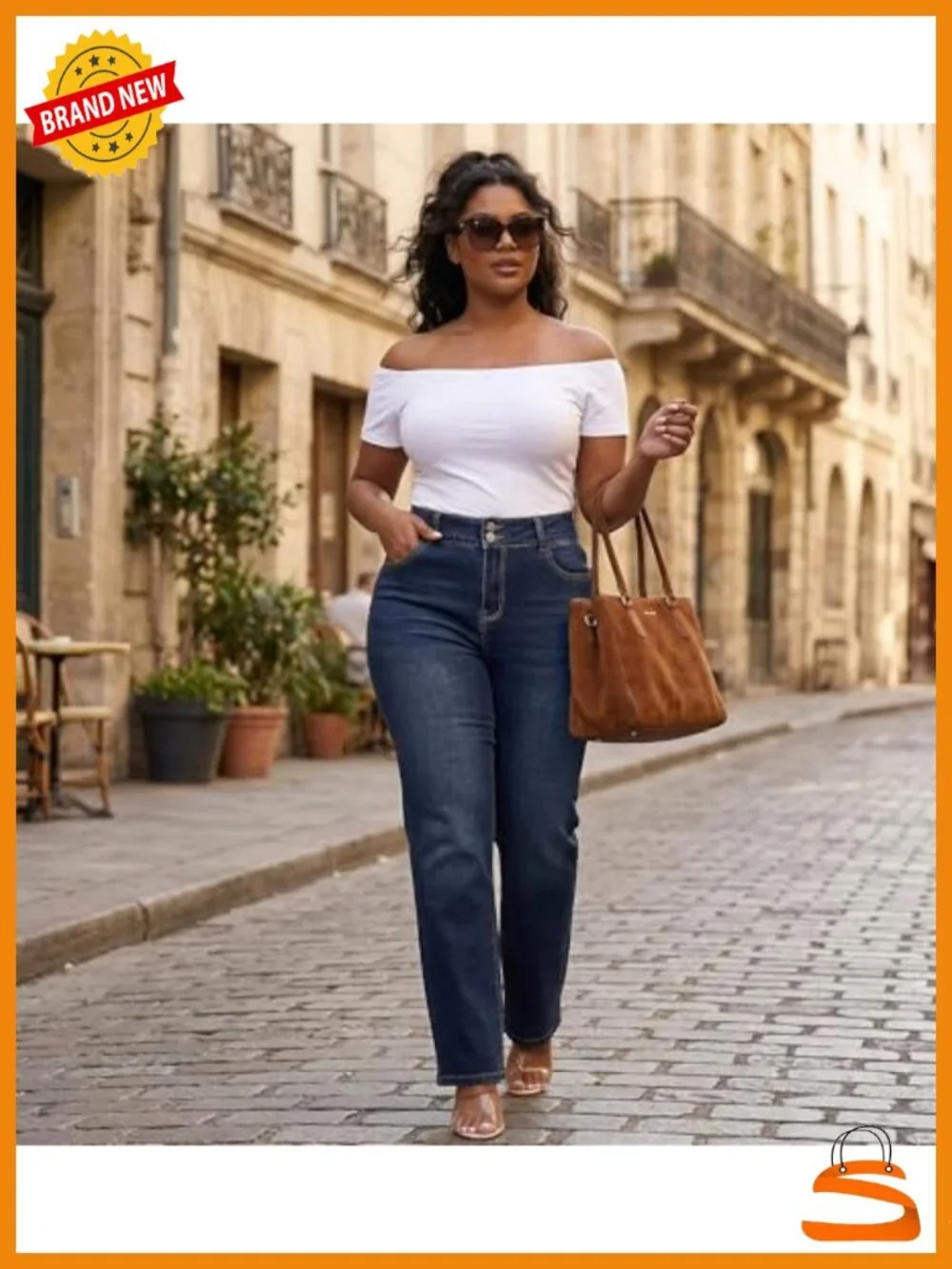 Plus Size Straight Leg Stretchy High Waisted Casual Jeans